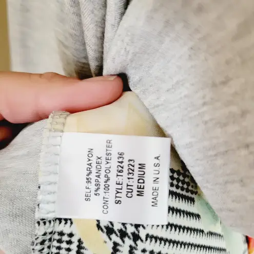 Oddy mixed media plaid floral top size medium