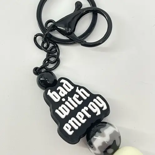 Keychain purse charm Beaded Keychain For Women, Silicone bead Bad Witch Energy Black