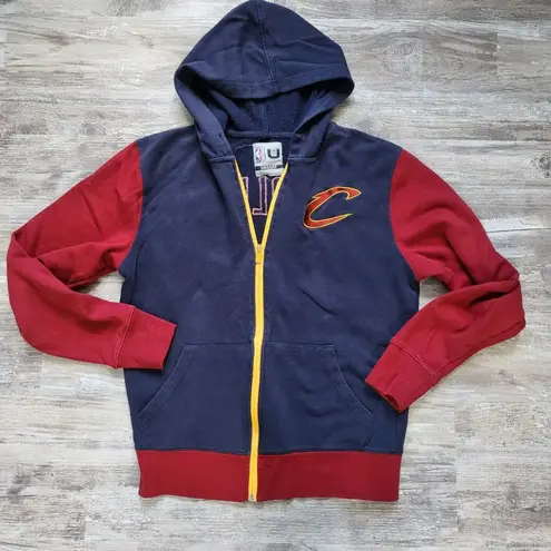 Nba Blue Cleveland Cavaliers Fleece Front Full Zip Hooded Jacket Size Medium