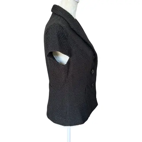 Coldwater Creek 4 black short sleeve fully lined collared button down jacket