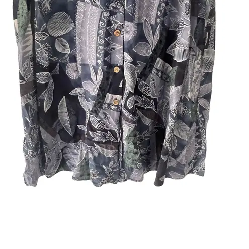 Carol Anderson Vintage 90s Medium Blue Button Leaf Pattern Maxi Skirt