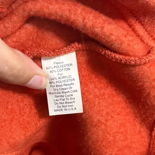 Wooly Bully 💖 Orange Fleece Sweatshirt w/Faux Fur Trim