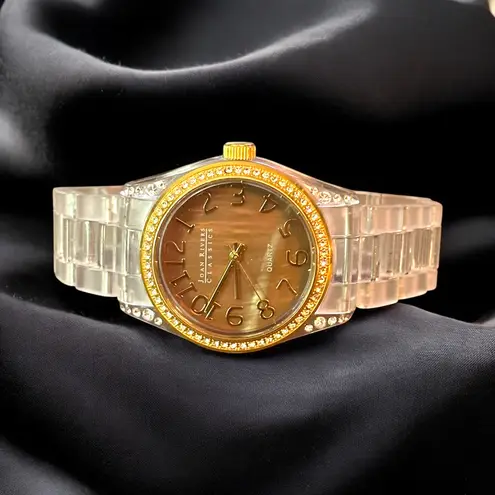 Joan Rivers Vintage clear acrylic crystal accent watch