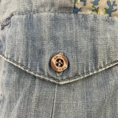 Kookai Chambray Patchwork Button Up Top Medium