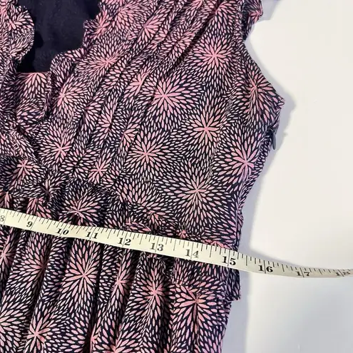 Banjanan Sz S Constance Dress Petal Power Blueprint Print Cotton Voile Maxi Blue