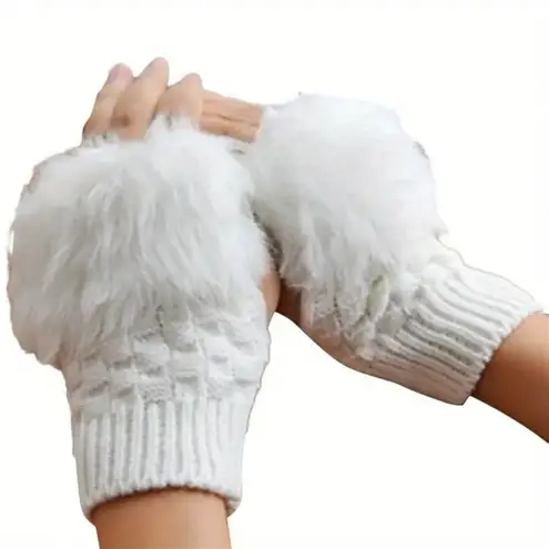 Plush Warm Ribbed Knitted Fingerless Gloves