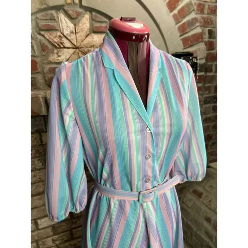 shirt dress striped pastel blue pink white matching belt