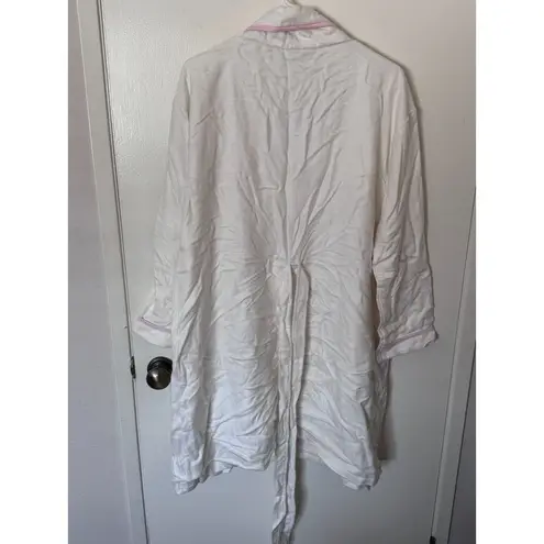 Malibu Luxxe Women's Cover Up Robe White Pink ONE SIZE Bamboo NWT Bridesmaid