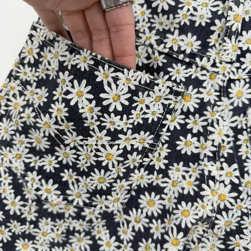 Steel Vintage Daisy Print Floral 80s Cotton Shorts Size 5 Juniors Blue