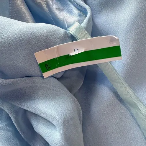 Mac Duggal Ieena Powder Blue Chiffon Mock Neckline Sleeveless Tiered Gown Size 6