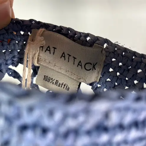 Hat Attack Denim Blue Raffia Fisherman Net Tote Bag Handmade Beach Casual New Blue