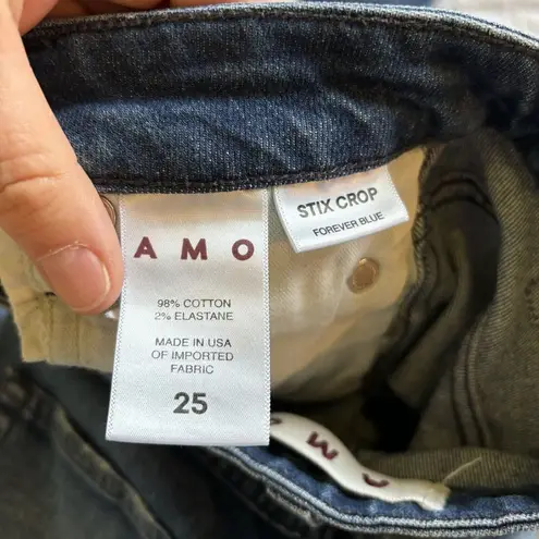 AMO Jeans Womens 25 Stix Crop Forever Blue USA Blue