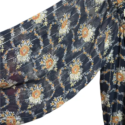 Club Monaco Tansa Dress in Deep Sapphire Blue Floral Metallic Pattern Sz 2