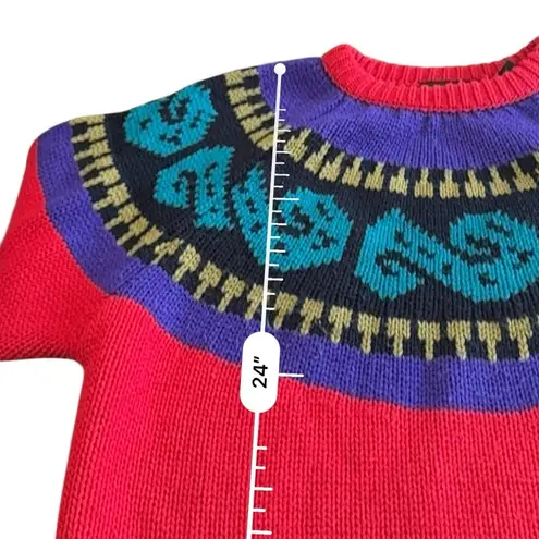 80’s RETRO Chunky knit Red and Purple Sweater by PASTA Size medium