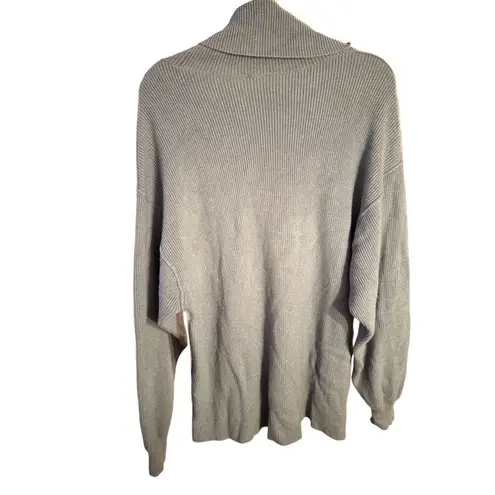 Free People  Ottoman Slouchy Tunic Sweater Womens M Funnel Neck Ribbed Knit Slate