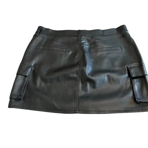 Pistola Rhea Black Faux Vegan Leather Mini Skirt Cargo Pockets Size 31 Women's