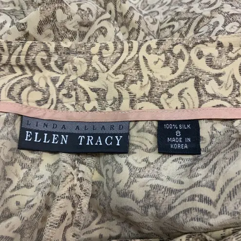 Ellen Tracy Ellen Tracy Silk Wide Leg Pants Womens Size 8 High Waist Patterned Trousers VTG