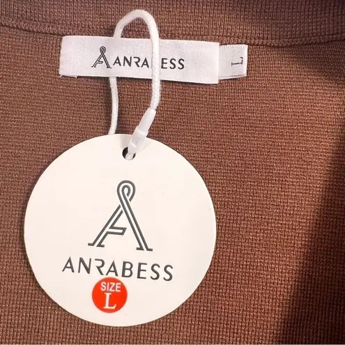 ANRABESS OPEN FRONT KNIT LONG SLEEVE LAPEL CASUAL SOLID SWEATER CARDIGAN JACKET Brown Size L