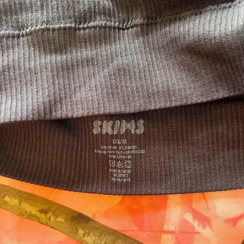 SKIMS dark brown ribbed sports bra high neck active tank top