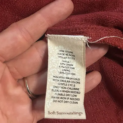 Soft Surroundings Women’s Wine Red Linen Cotton Gauze Dress Sz XS Minimalistic