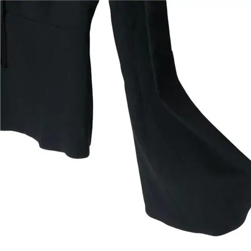 Intermix Black Plunge Bell Sleeve Top Front Tie Blouse Size P