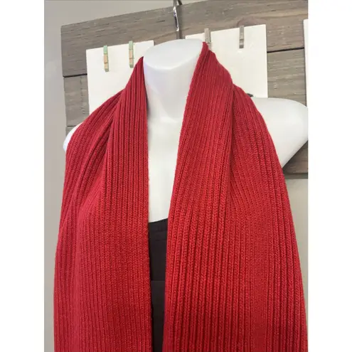 PINK by Victoria’s Secret Red Ribbed Acrylic Long Winter Scarf 66” By 8” OSFM