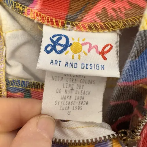 Vintage RARE 90s KEN DONE Full Print Jean Skirt Small Abstract Art Size 8