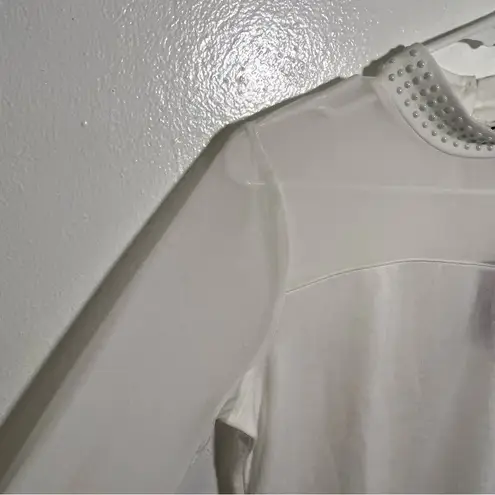 Madison Stefano Mock Neck Top w/ Embellishment Antique White M Size M