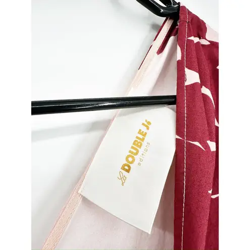 LaDouble J Selva Sleeveless Cotton Tent Dress Pink Red Monstera Tropical Leaf S