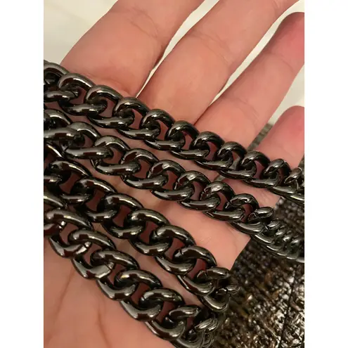 Kurt Geiger London Tweed Embellished Chain Shoulder Bag Silver