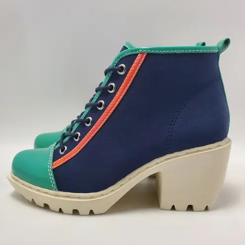 Opening Ceremony Grunge Lace Up Sneakers Canvas Booties Color Block Size EU 37