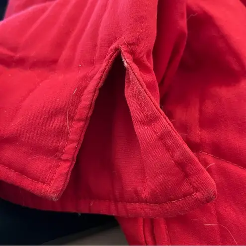Vintage 90s Y2K Quilted Mandarin Collar Jacket Toggle Button Slit Cuff Red M Size M