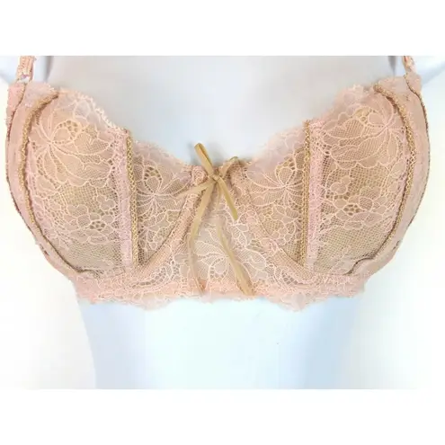 DKNY  Belle Du Jour Underwire Balconette Lace Bra Sexy Pink Nude 34B