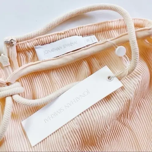 NEW Jonathan Simkhai Mia Plisse Skirt Sandstone Size 10