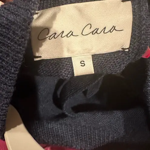 CARA CARA PAULI ALPACA WOOL CROPPED BLUE ROUND CREW NECK SWEATER S