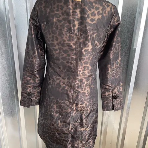 Ellen Tracy Y2K  Leopard Animal Print Lined Trench Rain Coat XS