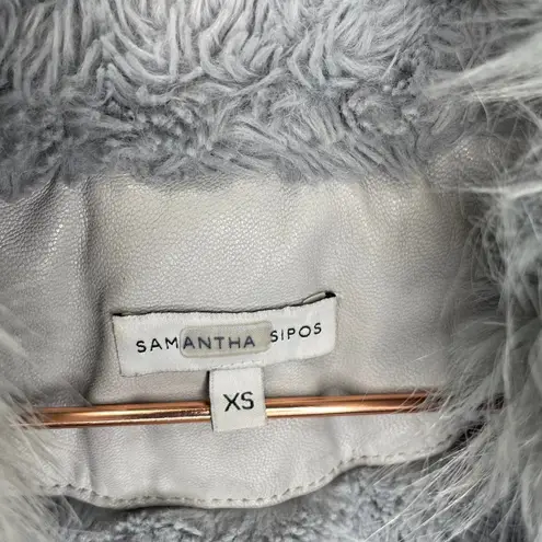 Samantha Sipos Seeing Stars Leather Faux Fur Lined Jacket Size Extra Small Gray - Image 11