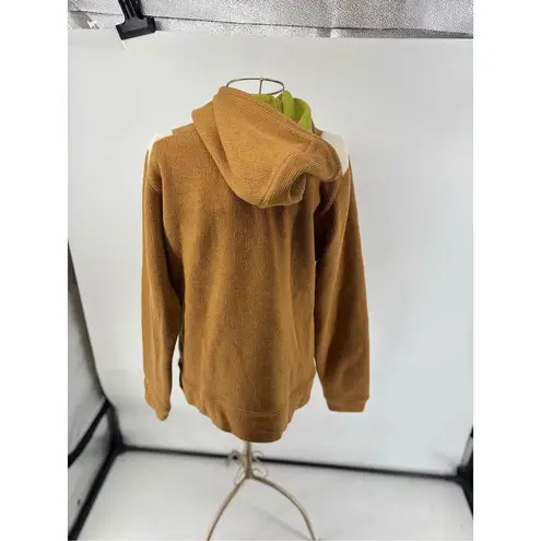 Burton VINTAGE Women Sweatshirt Tan Ribbed Hoodie Wool Blend 1/4 Zip Size Large