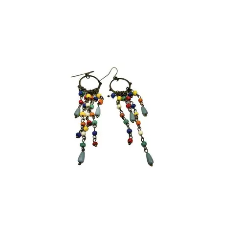 Colourful beaded earrings, urban gypsy earrings, artisan jewelry, chandelier ear Red