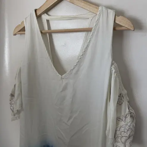 Billy T BT Chambray Dress Womens SzMedium Ombre Embroidered Boho Coastal Beach Blue Size M