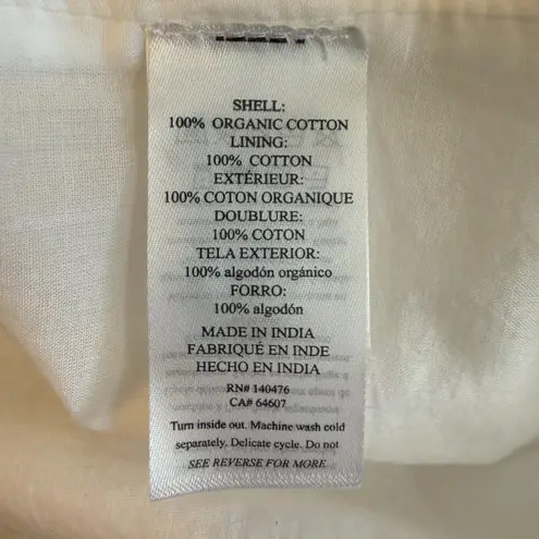 Faherty Enna Button Up Blouse Top Womens XXS White Boho Flowy Organic Cotton NWT