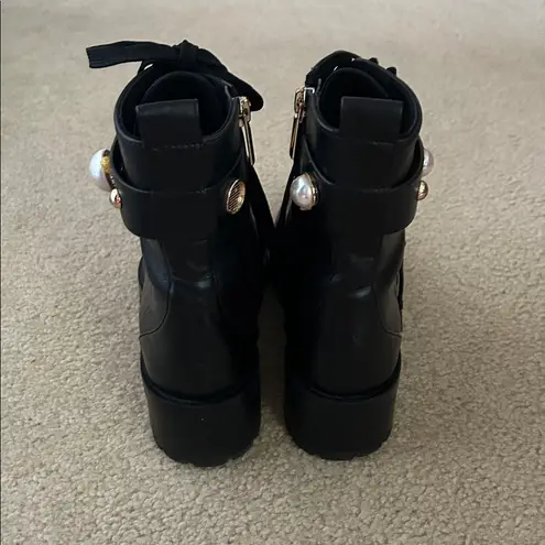 Karl Lagerfeld Black Leather “Perry” Motorcycle/ Hiking Boots sz 8.5