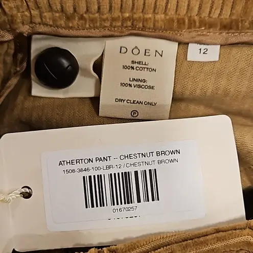 💕DOEN💕 Atherton Pant ~ High Waisted Corduroy Pants Chestnut Brown 12 NWT