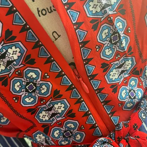 Sandro Isadora Scarf Print Striped Midi Dress