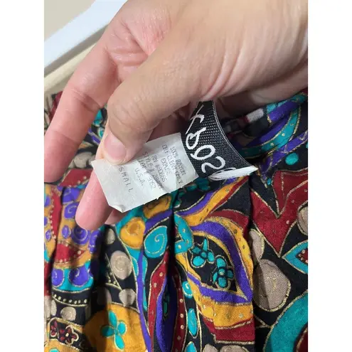 EXPOSÉ Skirt Womens Size Small Paisley Maxi ALine Pleated Vintage USA Boho Purple