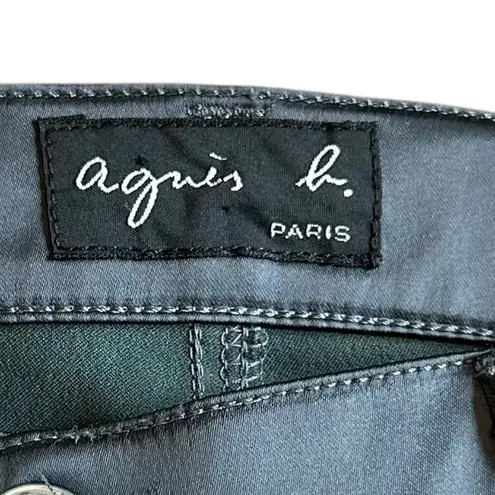 Agnes B. Paris Blue Satin Skinny Pants Cocktail Party Casual Size 40 8 Women's