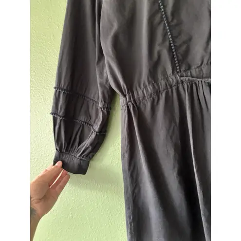 Emerson Fry India Shirtdress XS Black Organic Cotton Dress Boho Quiet Luxury