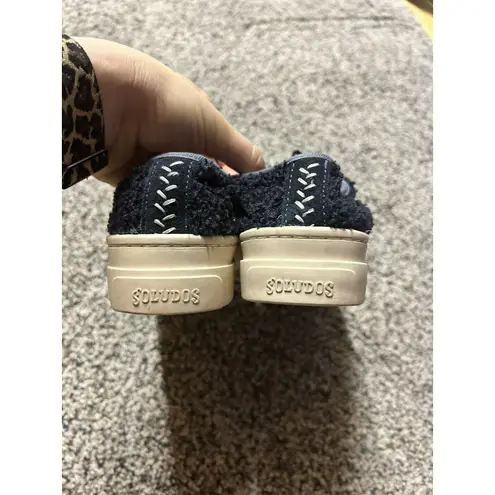 Soludos Blue Velvet Platform Lace Up Sneakers Women's Size 6.5