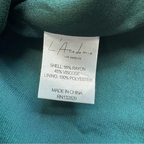 L'Academie Los Angeles Womens Casual Satin Tunic Blouse Emerald Green S SM Small