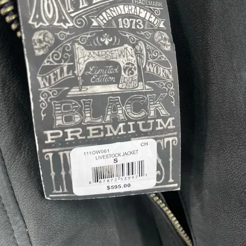 Affliction Leather Jacket Women's Small NWT #99 Livestock Biker MMA Cross Zipper